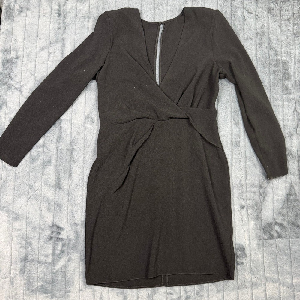 ASOS DESIGN Womens Black Twist Front Cutout Back Long Sleeve Mini Dress Size 12